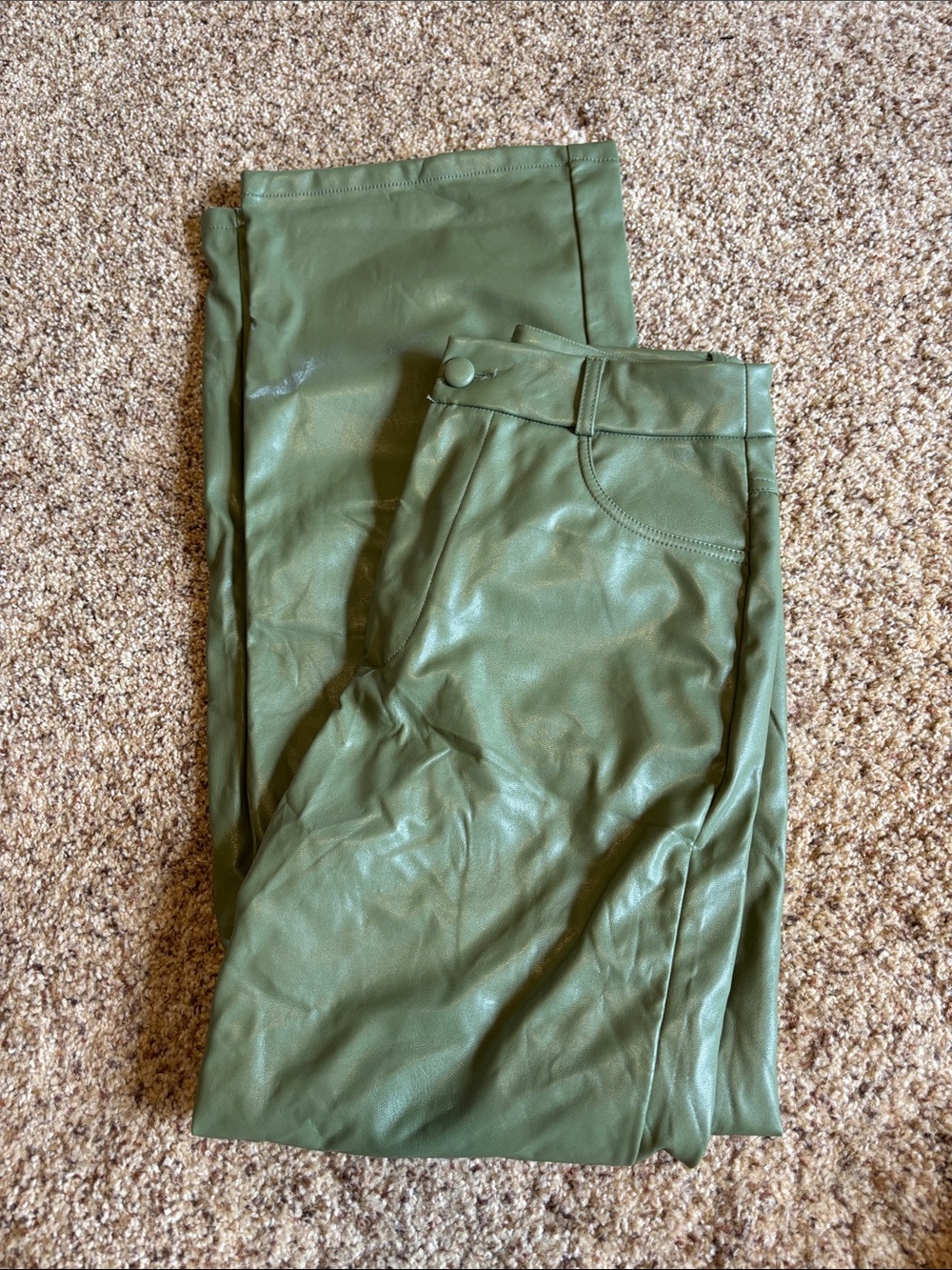 SHEIN Olive Faux Leather Skinny Pants